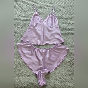 Satin open-back cami & short set